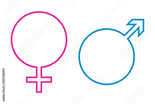 Male and female icon, symbols and logo design. Gender symbol. Male, female sign, gender equality icon vector illustration. Women and Men icon, Symbol.