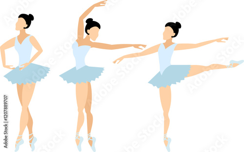 Vector people. Performance of ballet dancers.  Beautiful ballerina dances classical ballet. Vector illustration isolated