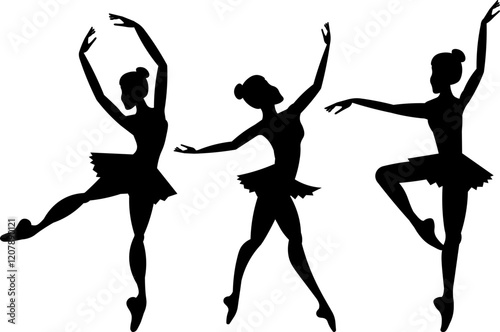 Vector people. Ballet dancers icon. Silhouette of a ballerina. A cute ballerina dances classical ballet. Vector illustration isolated