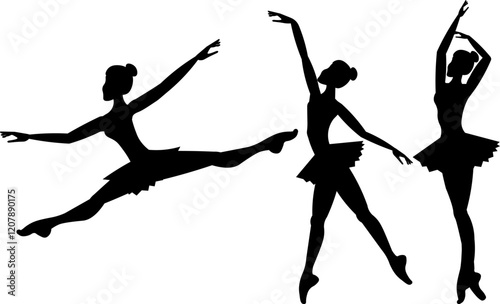 Vector people. Ballet dancers icon. Silhouette of a ballerina. A graceful ballerina dances classical ballet. Vector illustration isolated