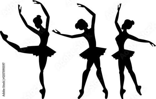 Vector people. Ballet dancers icon. Silhouette of a ballerina. Beautiful ballerinas dance ballet. Vector illustration isolated