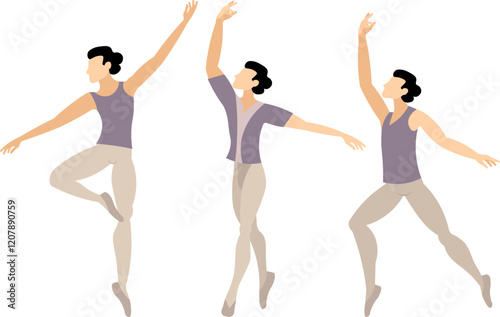 Vector people. Performance of ballet dancers. A man dances classical ballet. Vector illustration isolated