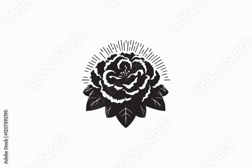 A Gloxinia flower vector silhouette black and white image..eps