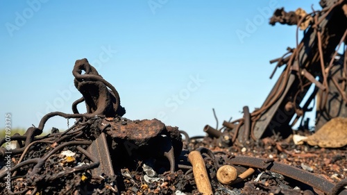 Charred and twisted metal from a collapsed structure, crushed metal, entrapment, chaos