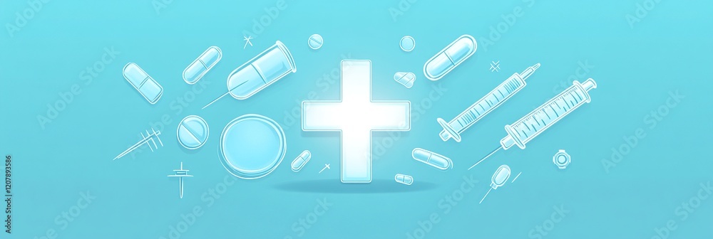 Fototapeta premium A sleek minimalist illustration depicting a medical professional, perfect for a LinkedIn cover. Emphasizes compassion, expertise, and dedication in healthcare services. 