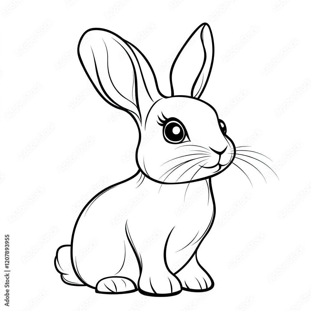 Obraz premium Adorable Rabbit Coloring Page Simple Illustration for Kids