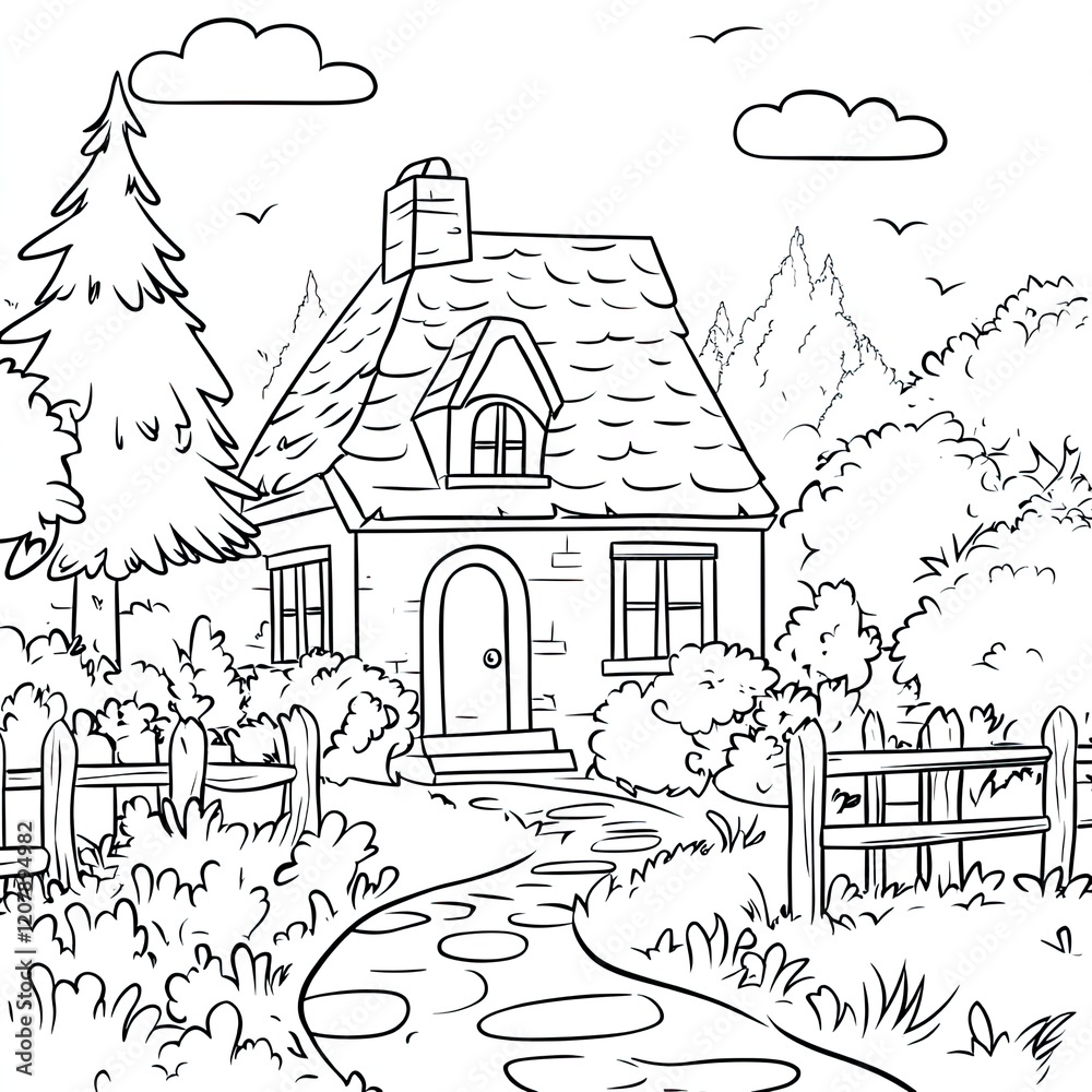 Obraz premium Retro Cartoon Animal Coloring Page Simple Illustrations for Kids