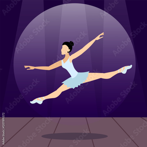 Vector people. Performance of ballet dancers. A ballerina dances classical ballet on stage. Vector