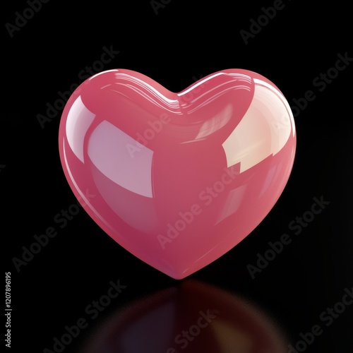Shiny pink heart on black background. (4)