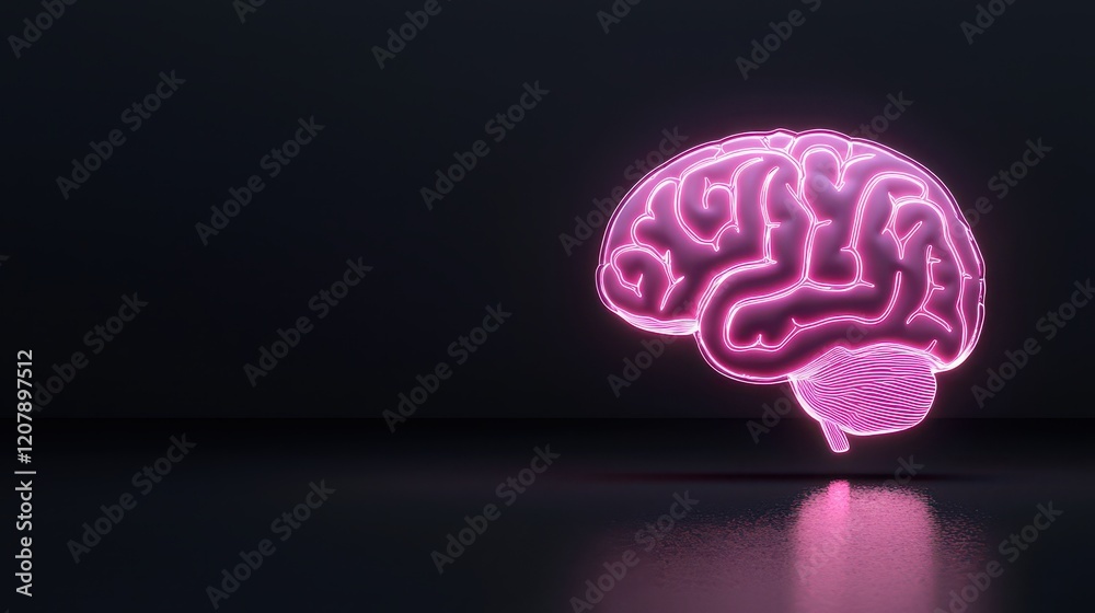 A vibrant neon brain illustration on a dark background showcasing the beauty of human cognition. A vibrant neon brain illustration on a dark background showcasing the beauty of human cognition.
