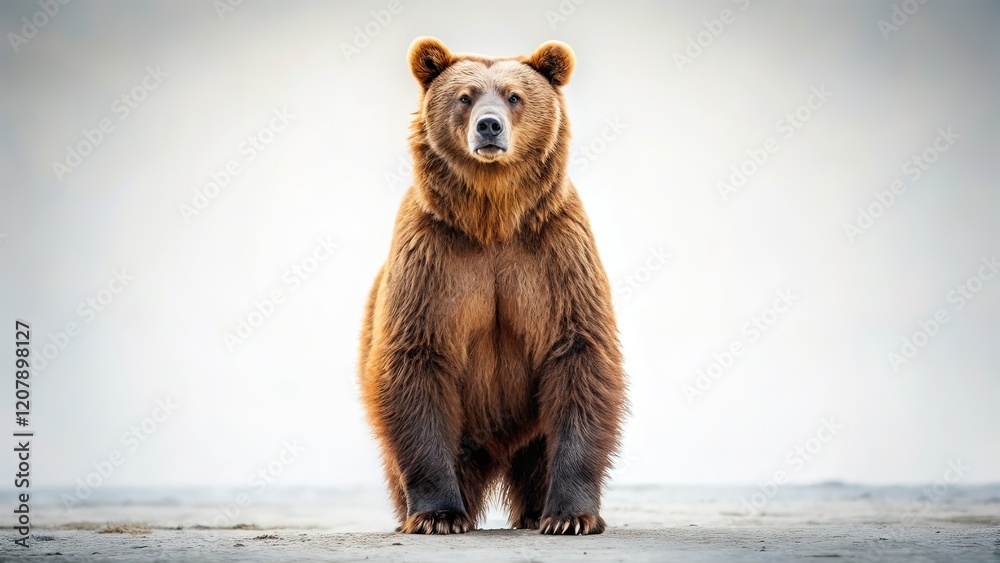 Fototapeta premium Majestic Brown Bear Standing, Vintage Wildlife Photography