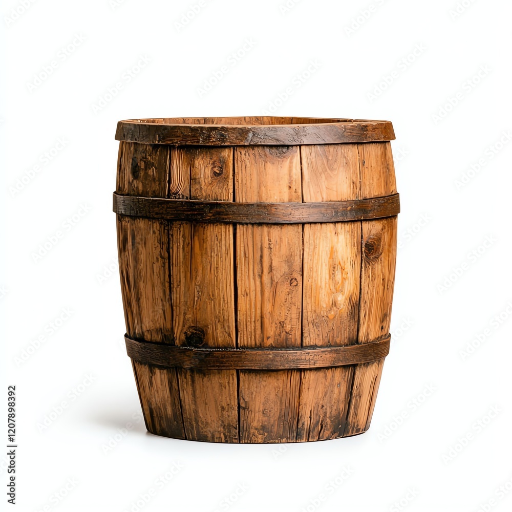A rustic wooden barrel featuring a classic design, perfect for decor, storage, or showcasing beverages. This barrel adds a touch of vintage charm to any setting. A rustic wooden barrel featuring a classic design, perfect for decor, storage, or showcasing beverages. This barrel adds a touch of vintage charm to any setting.