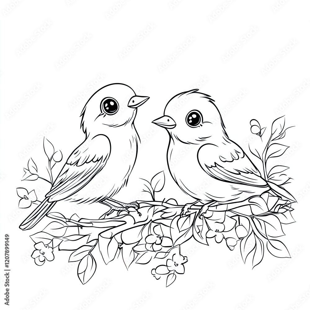 Obraz premium Simple Bird Coloring Page Easy Illustration for Kids Books