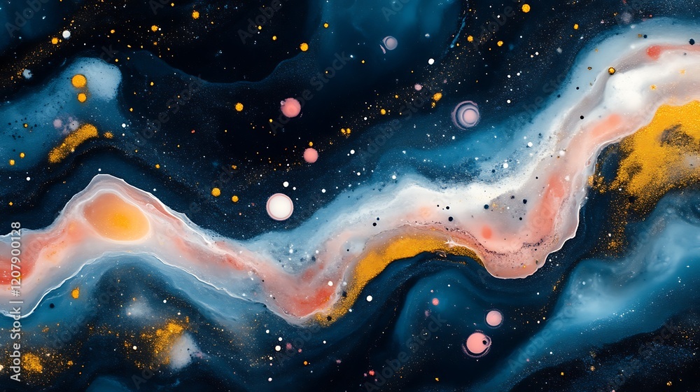 Abstract Cosmic Nebula Painting Swirling Colors