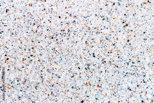 Close-up colorful texture marble chips pattern, Italian decor terrazzo natural granite stone, flooring texture or wall decoration surface abstract background.