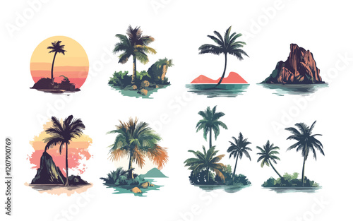 set of island bundle vector design