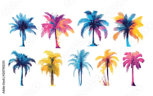 set of palm treesh bundle vector design