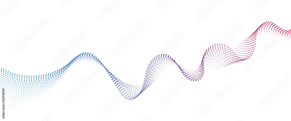Fototapeta premium Flowing Dot Wave halftone gradient pattern on transparent background 