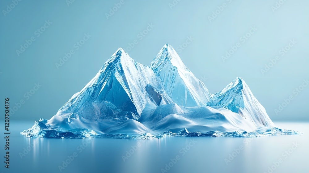 Obraz premium 3D Low Poly Ice Mountain – Ice Terrain
