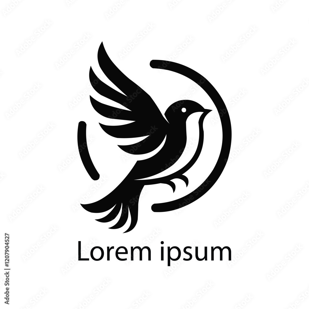 Obraz premium Elegant Black Bird Logo for Branding and Identity