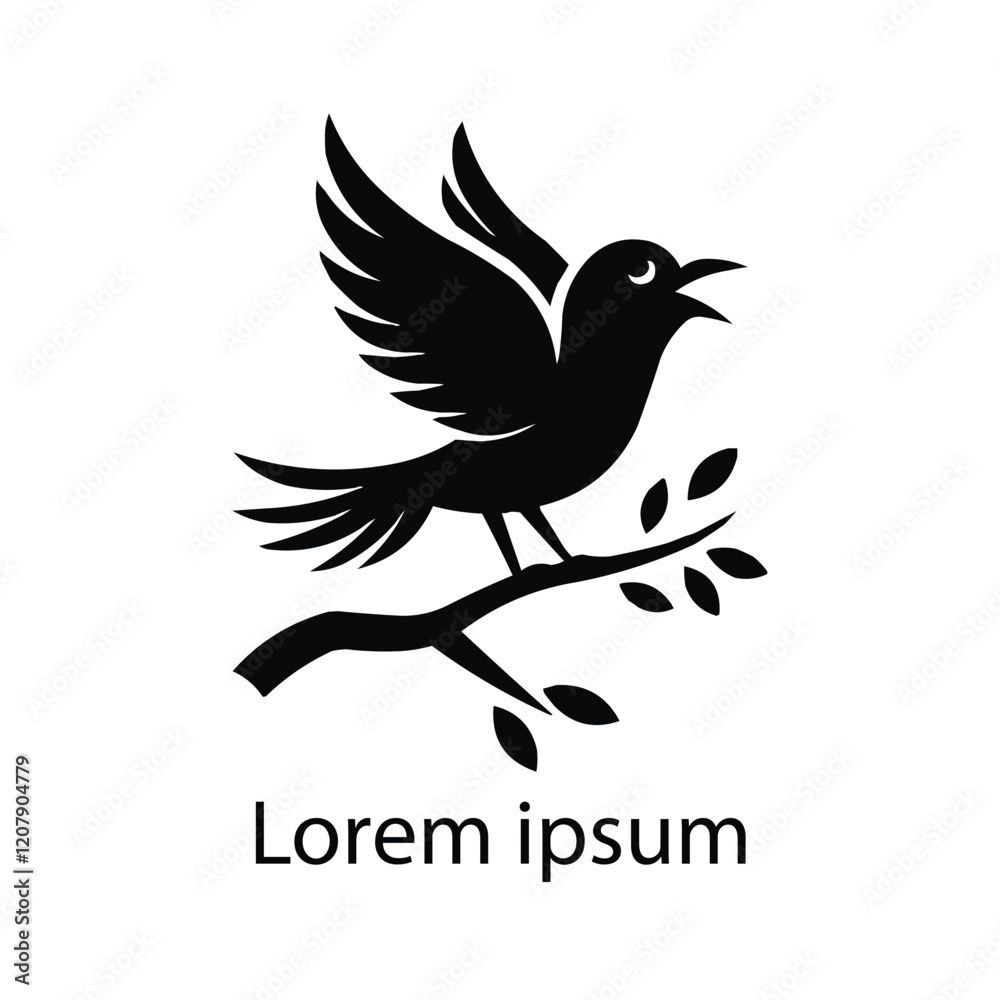 Obraz premium Elegant Black Bird Logo for Branding and Identity