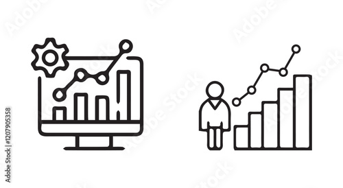 Technology development icon set.Investment icon set. Containing business growth, dollar money bag, saving and deposit icon design. Investment management vector illustration.