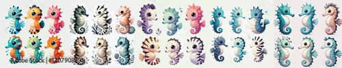 collection of cute and colorful seahorse vectors
