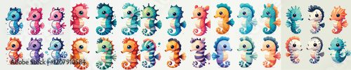 collection of cute and colorful seahorse vectors