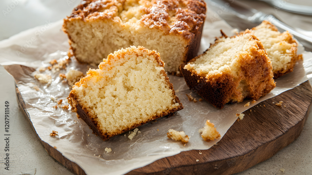 a piece of cake on a wooden board a piece of cake on a wooden board