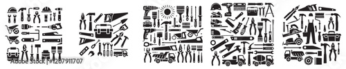 collection of silhouette craftsman construction tools