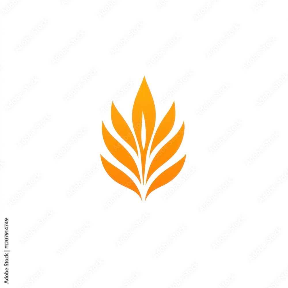 Stylized orange leaf graphic element on white background for decorative design Stylized orange leaf graphic element on white background for decorative design