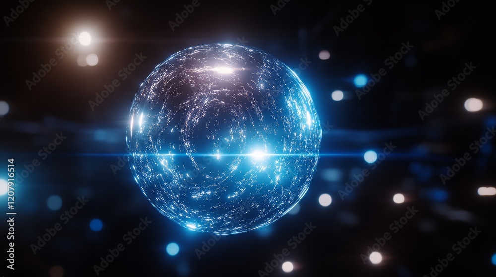 Obraz premium Luminous Sphere Abstract Digital Art Futuristic Glow
