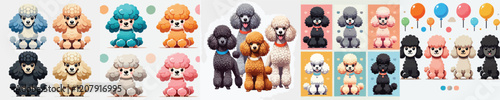 vector collection of cute and colorful poodle dogs