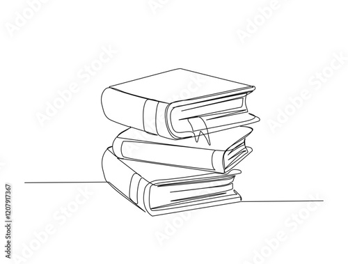 Continuous one line drawing of books stack. Book for idea, school, knowledge and literacy concept illustration. Editable stroke. photo