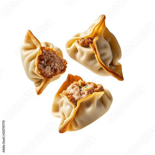 Fried Pork Dumplings  falling    photo
