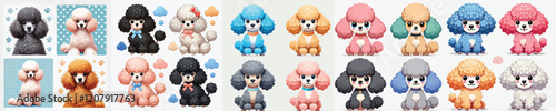 vector collection of cute and colorful poodle dogs