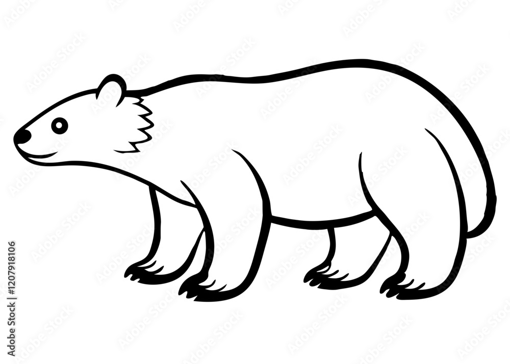 Obraz premium Sloth bear isolated line art vector on white background 