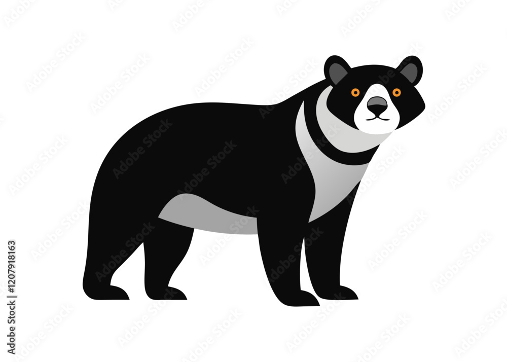 Fototapeta premium Spectacled bear isolated silhouette vector on white background 