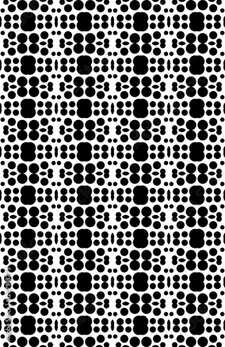 black and white background circel flower tile fabric wallpaper textile .   photo