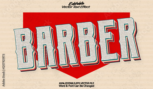 Barber Vector Text Effect Editable Alphabet Vintage Haircut Style Shaving Beard