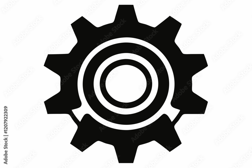 gear settings black silhouette white background gear settings black silhouette white background