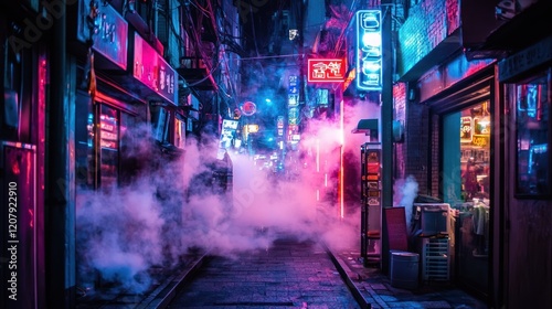Neon Nights: A Cyberpunk Alley in Seoul