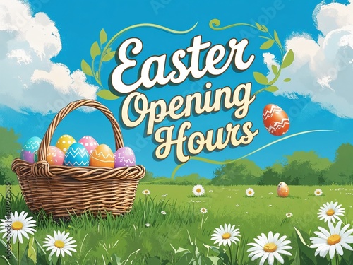 Easter Opening Hours - basket of eggs