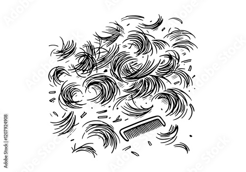 Hair Litter Hand Drawn Sketch Illustration Vector Isolated