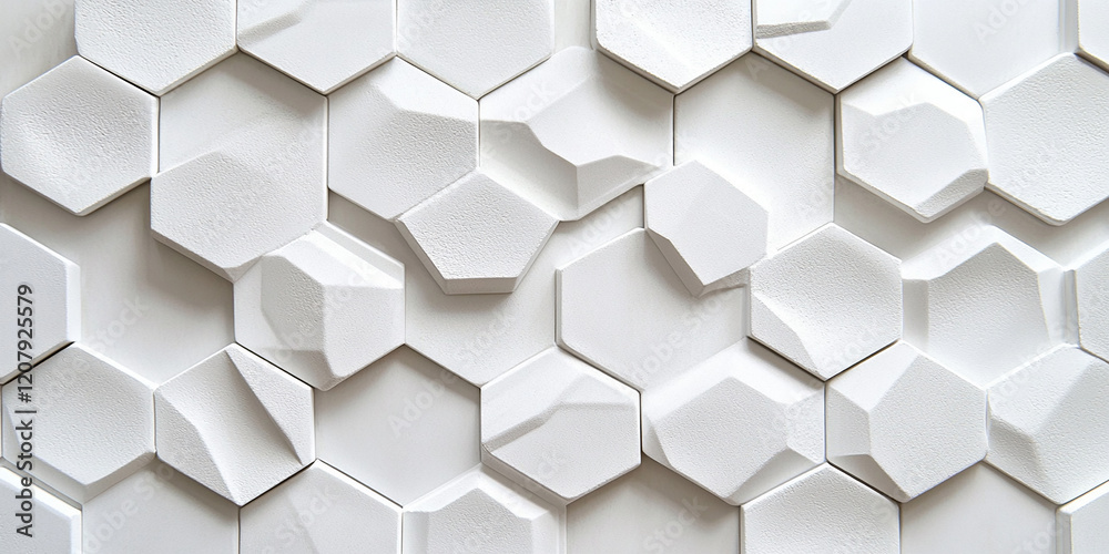 Naklejka premium White background with a hexagonal pattern, white color tone