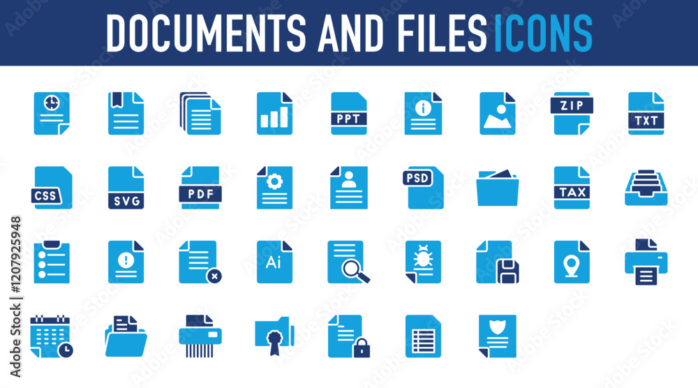 Set of Documents and Files icon. Secure Data, Document , Printing, Sheet, Pdf , File Storage, Loupe, Ai File, Powerpoint, Image File, Dem, Schedule , Flash Disk, Checklist, Report vector. Set of Documents and Files icon. Secure Data, Document , Printing, Sheet, Pdf , File Storage, Loupe, Ai File, Powerpoint, Image File, Dem, Schedule , Flash Disk, Checklist, Report vector.