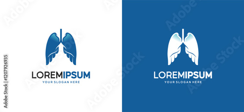Blue abstract wings lungs logo design vector illustration