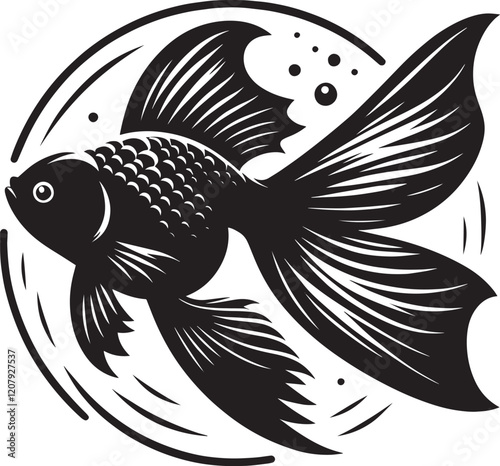 Beautiful Gold fish vector illustration silhouette isolated on white background
