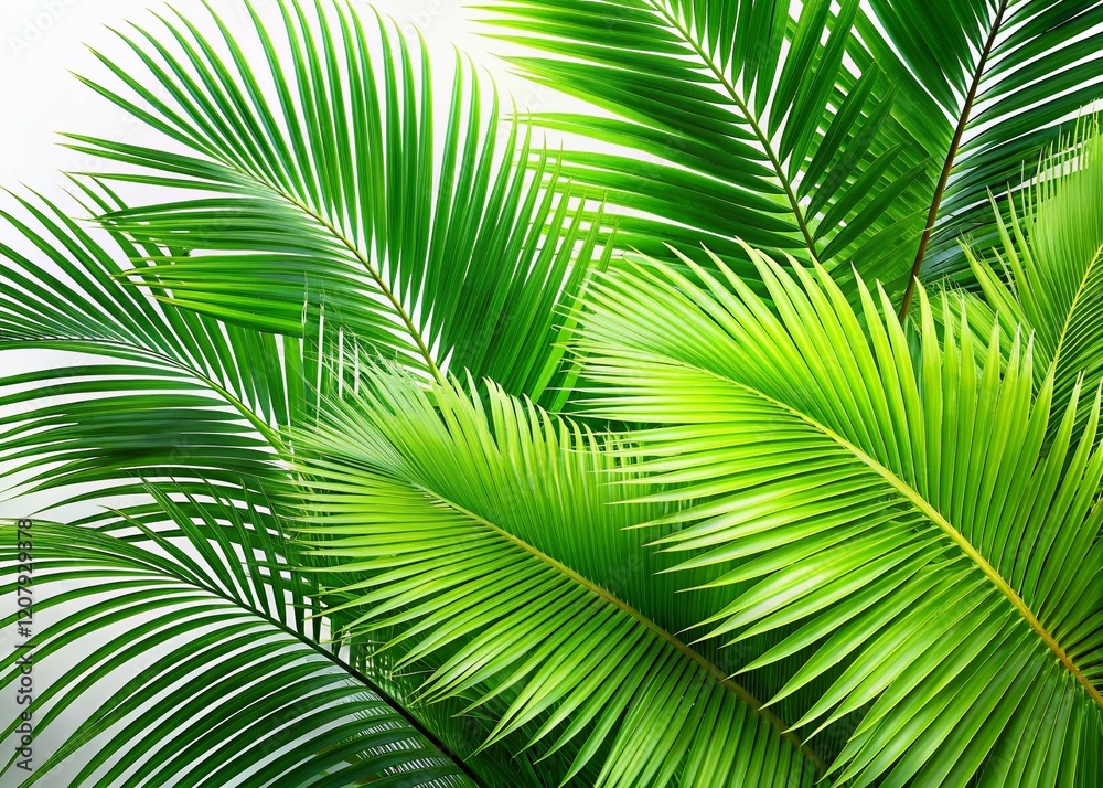 Obraz premium Surreal Tropical Palm Beach, Isolated Coconut Palm Leaves