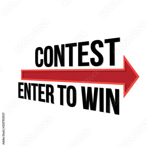 illustration of Contest enter to win letters spelled out words arrow sign or sweepstakes or giveaway concept isolated on transparent background